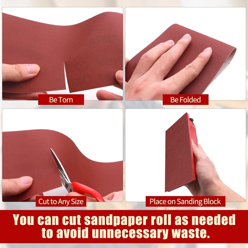 SIJDIEE 600 Grit Sandpaper Roll, 4 Inch x 32.8 Feet (10 metres x 100 mm) Cutting Length Aluminum Oxide Emery Cloth Sand Paper Roll, Wet Dry Sandpaper for Drum Sander Metal Wood Finishing, Car Sanding ﻿ - Image 5